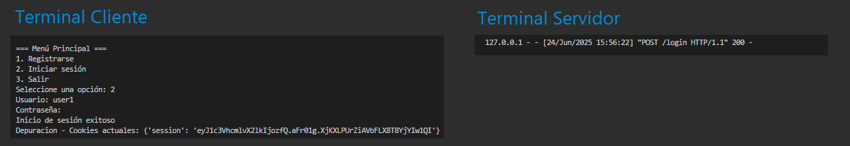 Captura de pantalla del inicio de sesión